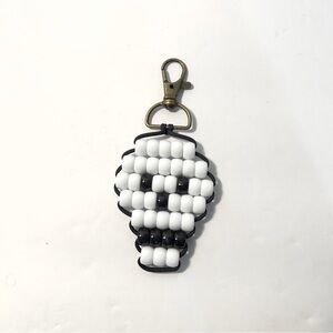 Handmade Skull Pony Bead Keychain | Black White Kawaii Goth Charm | Bag Charm